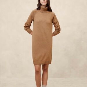 Tan Turtleneck Sweater Dress